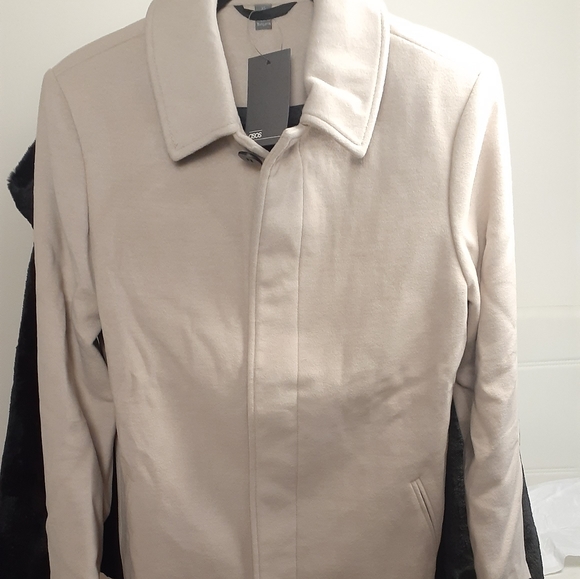 ASOS DESIGN wool mix coat in stone - Picture 3 of 5